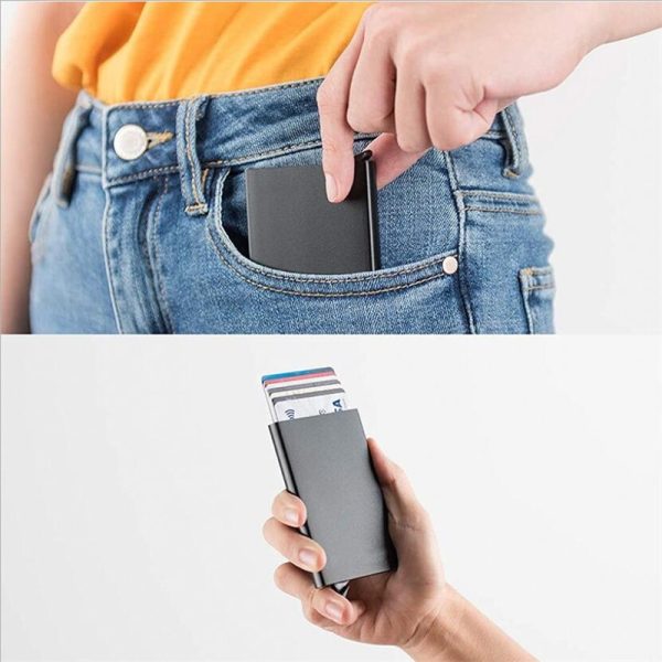 Pop_up Card Holder | Anti-theft Id Credit Card Holder Thin Aluminum Metal Wallet