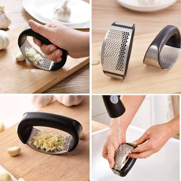 Stainless Steel Garlic Press Rocker – Easy-Clean Garlic Crusher & Mincer