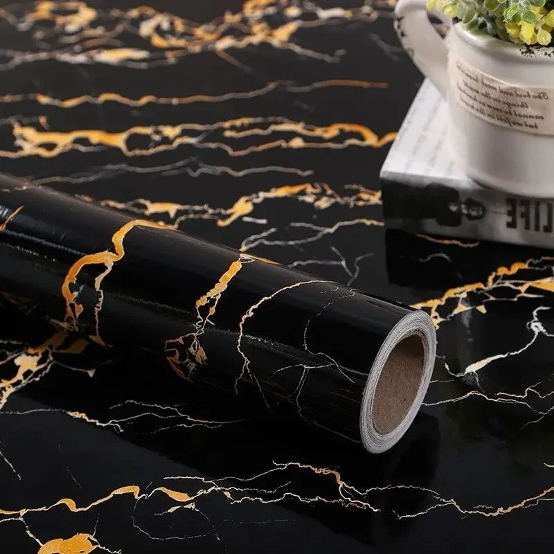 Self-adhesive Kitchen Black Marble Sheet